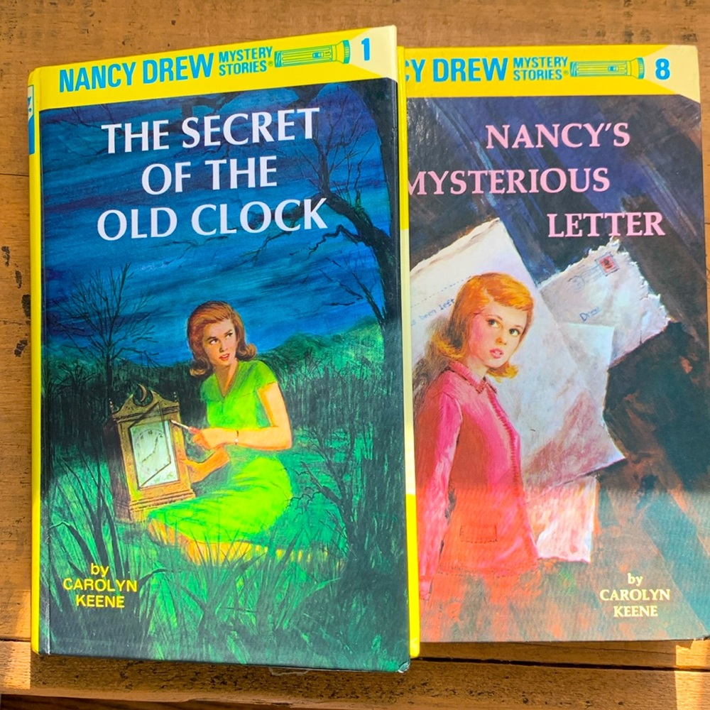 Vintage Nancy Drew hardback books 1 & 8 by Carolyn Keene